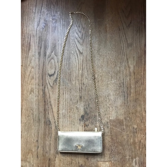 Prada Handbags - Gold Prada wallet